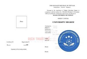 dịch bằng đại học sang tiếng Anh
