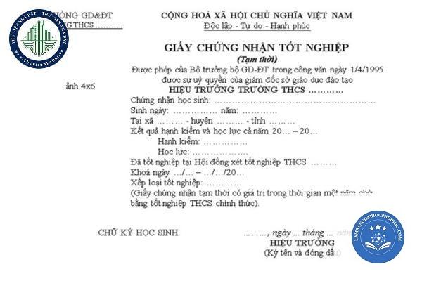 giấy chứng nhận tốt nghiệp tạm thời - Image 2