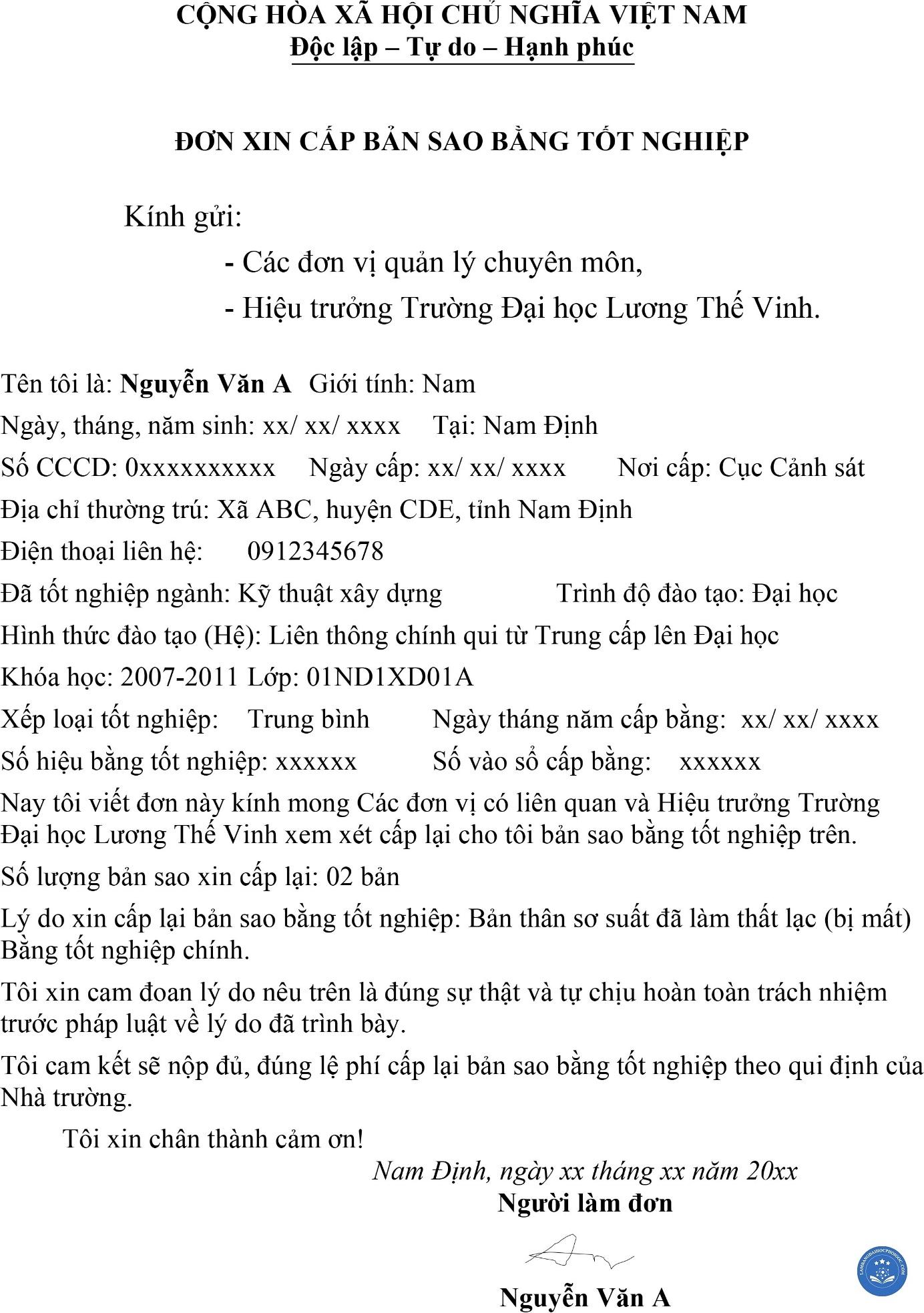 lệ phí cấp bản sao bằng đại học - Image 2